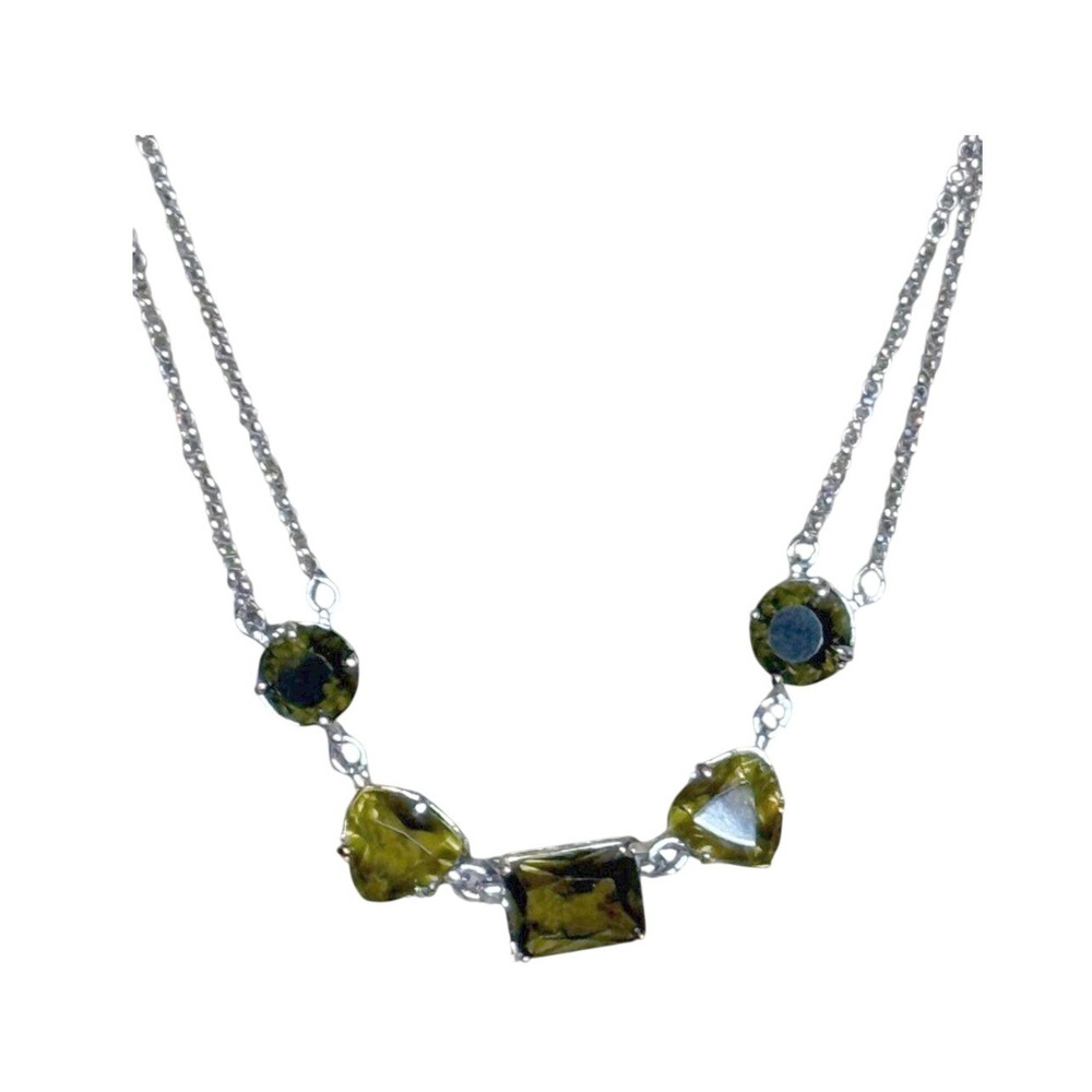 Vintage Monet Emerald Green Necklace Double Strand Chic Signed‎